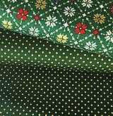Textil - zelené bodky so zlatotlačou, 100 % bavlna Anglicko, šírka 140 cm - 12750701_