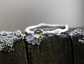 Prstene - Vetvičkový s brúseným vltavínom - 12753953_
