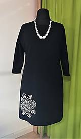 Šaty - Čierne bavlnené šaty s mandalou - 12753542_