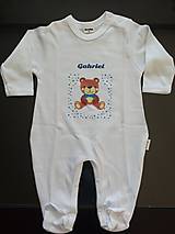 Detské oblečenie - Overal – veľkosť 56 – s medvedíkom a menom dieťatka Gabriel - Chlapec - 12752304_