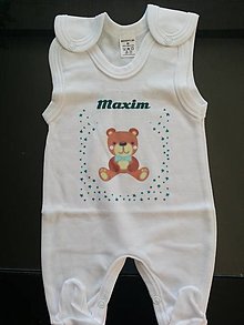Detské oblečenie - Dupačky – veľkosť 50 – s medvedíkom a menom dieťatka Maxim - Chlapec - 12750307_