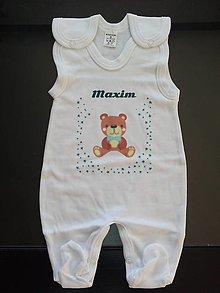Detské oblečenie - Dupačky – veľkosť 56 – s medvedíkom a menom dieťatka Maxim - Chlapec - 12750311_