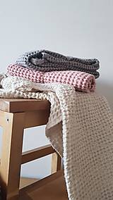 Úžitkový textil - Ľanová waflová deka  (krémová) - 12751833_