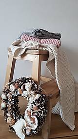 Úžitkový textil - Ľanová waflová deka  (krémová) - 12751835_