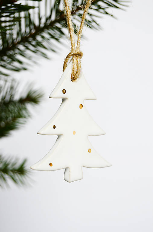  - Vianočný stromček biely so zlatom - 12755386_