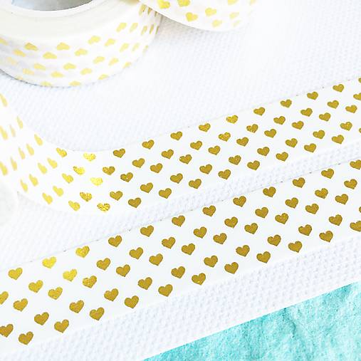 dekoračná papierová washi páska Zlaté srdiečka ❤️