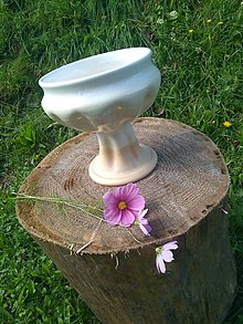 Dekorácie - Keramická váza s podstavcom "biela perla" - 12756779_