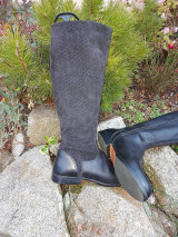 Ponožky, pančuchy, obuv - Dámské  čierné cižmy z kože - 12762714_