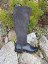 Ponožky, pančuchy, obuv - Dámské  čierné cižmy z kože - 12762718_