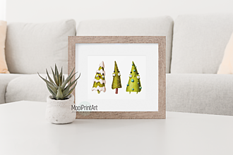 Grafika - Art Print| Vianočný stromček/trio - 12761733_