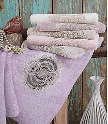 Úžitkový textil - Hand made ručne vyšívané bambusové uteráky s čipkou - 12761545_