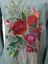 Šaty - Ľanové maľované šaty " Kytica ruží " - 12767772_