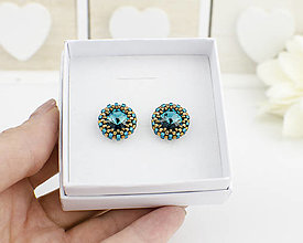 Náušnice - šité náušnice Napichovačky SW12 (Blue Zircon - Ag 925) - 12769003_
