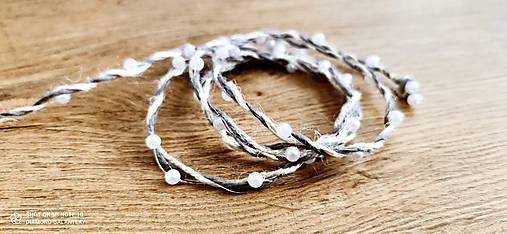 Galantéria - Jutový špagát s dekoračnými perličkami - Natur (Šedá) - 12770483_