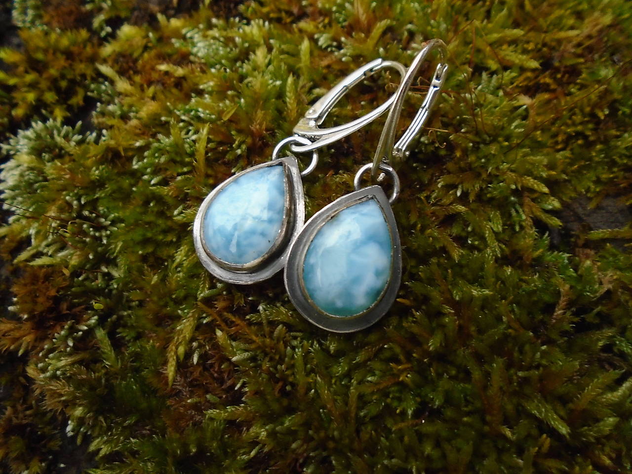 Strieborné náušnice Ag925 Larimar