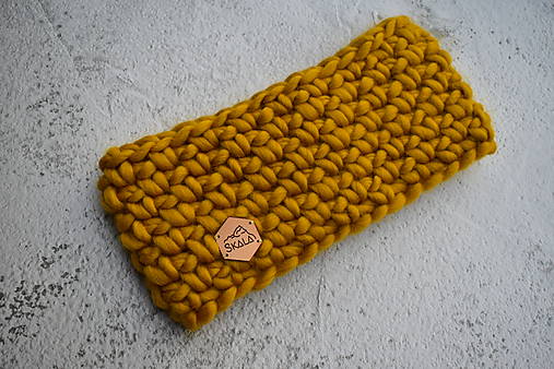 Čiapky, čelenky, klobúky - Chunky čelenka odtieň Horčica - 12769325_