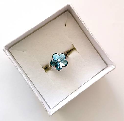 Prstene - Swarovski kvietok 10 mm - prsteň detský (Aquamarine) - 12772981_