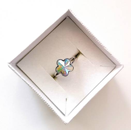 Prstene - Swarovski kvietky - prsteň (Crystal AB) - 12773040_