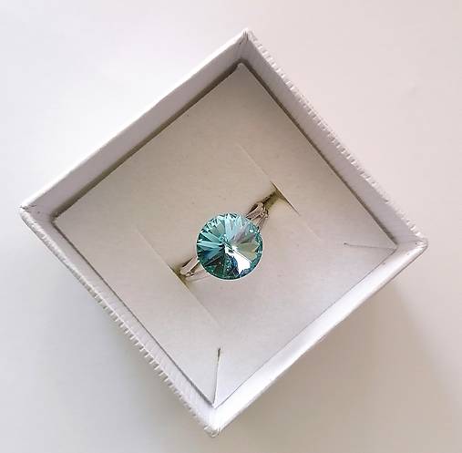 Prstene - Swarovski rivoli 10 mm - prsteň (Aquamarine) - 12773593_