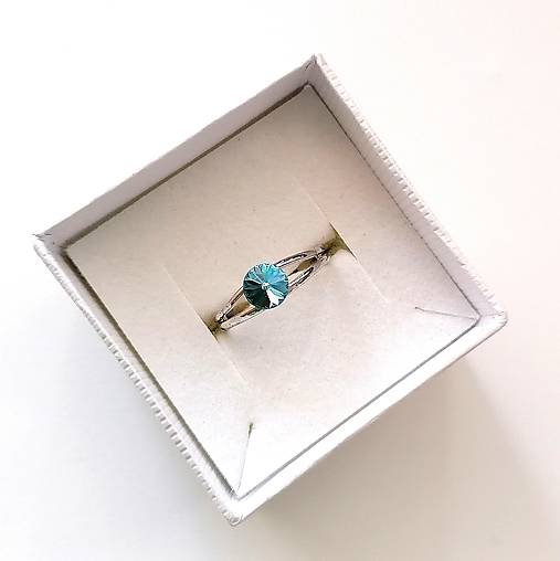 Prstene - Swarovski rivoli 6 mm - prsteň (Aquamarine) - 12773607_