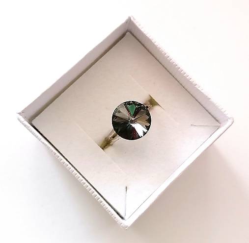 Prstene - Swarovski rivoli 12 mm - prsteň (Silver Night) - 12773701_