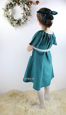 Detské oblečenie - Petrolejové ľanové šaty, detské - 12774483_