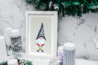 Grafika - Obrázok na stenu, Merry Christmas-Gnome 2, Art Print - 12774213_