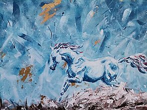 Obrazy - Obraz + luxusný rám na mieru - Modrý kôň - ZĽAVA -20% - 12779445_
