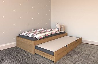 Nábytok - Drevená posteľ - DOMČEK 200x90cm (SMREK + odnímateľný domček) - 12780299_