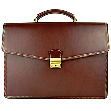 Pánske tašky - Veľká kožená aktovka v hnedej farbe s bohatou výbavou - 12780196_