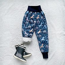 Detské oblečenie - Zimné softshellové nohavice jednorožci zateplené s barančekom - 12783630_