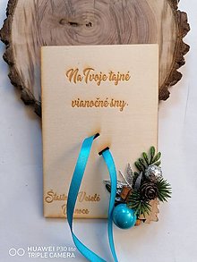 Papiernictvo - Vianočna drevena pohľadnica _ tyrkys - 12780465_