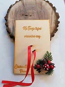 Papiernictvo - Vianočna drevena pohľadnica _ červena - 12780486_