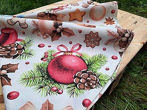 Úžitkový textil - Okrúhly obrus  (Vianoce na vanilkovej) - 12785802_