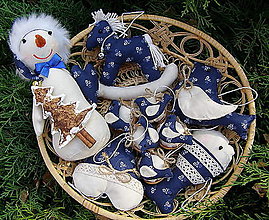 Dekorácie - folk sada modrá vianočná - 12786614_