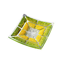 Nádoby - Misa žlto-zelená - české črepové sklo 12 x 12 cm - 12786006_