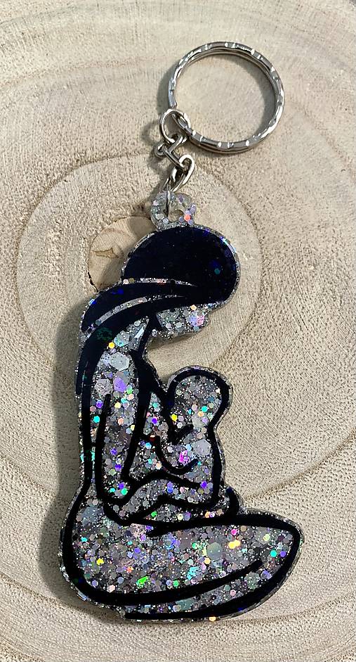 Kľúčenky - Puto matky a dieťaťa - holografické trblietky - 12788841_