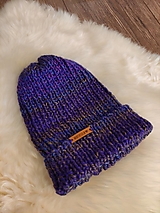 Čiapky, čelenky, klobúky - Dámska vlnená čiapka (fialový melír) - 12788667_