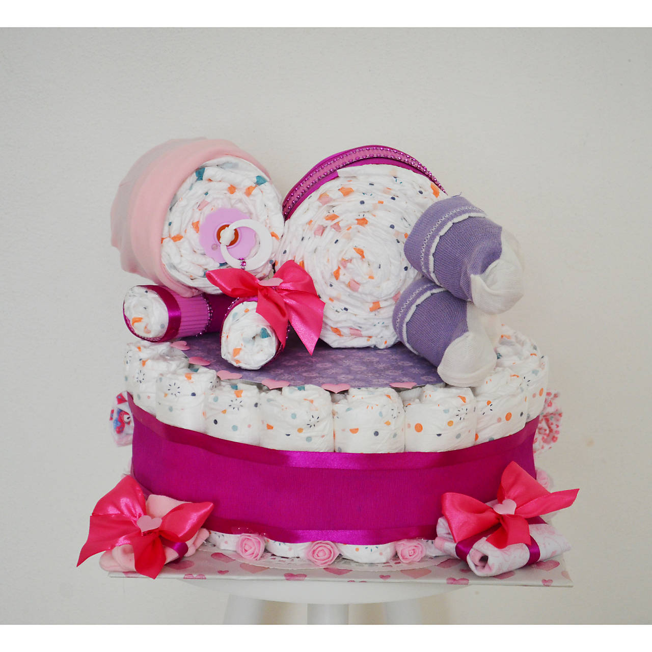 Veľká Plienková torta bábätko - modré, ružové (Veľkosť plienok č.0 (do 2,5kg))