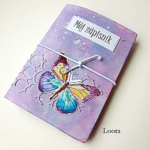 Papiernictvo - Zápisník Fialový motýľ A6 - 12793417_