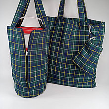 Iné tašky - Set - taška na obedár + nákupná taška (Modrá kocka) - 12794087_