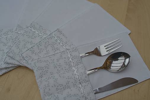 Úžitkový textil - Príborníky striebornobiele... - 12794089_