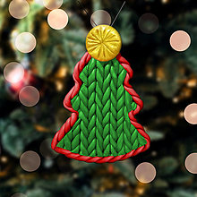 Dekorácie - Vianočný stromček Fimom pletený - obyčajný (ozdoba) - 12792890_