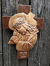 Dekorácie - Krížik s Ježišom drevorezba - 12796289_