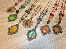 Náhrdelníky - Vintage medailóny v rôznych farebných prevedeniach (Zelený) - 12796112_