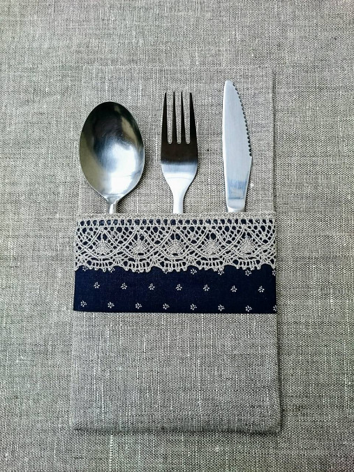 Úžitkový textil - Príborník folk 100% ľan (Bordová) - 12796610_