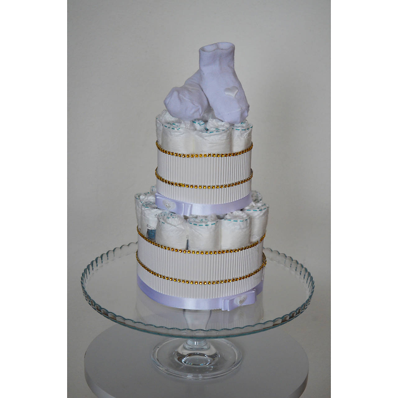 Malá plienková torta - biela (Veľkosť plienok č.0 (do 2,5kg))