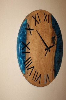 Hodiny - drevené epoxidové hodiny - 12799340_