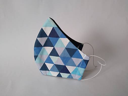 Dizajnové rúško trojuholníky navy tvarované dvojvrstvové
