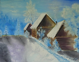 Obrazy - Zima v modrom - 12804074_